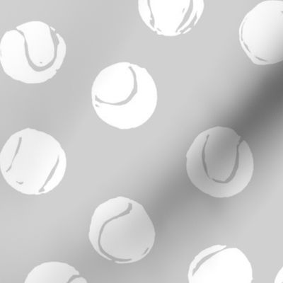 medium - Tennis Balls - hand painted - white on Timberwolf Gray