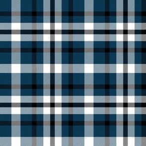 Dark Navy Blue Plaid with Black and White