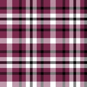 Dark Red Rose Plaid with Black and White
