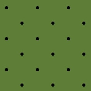 Modern Black Polka Dots on Green