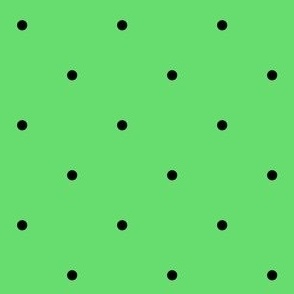 Modern Black Polka Dots on Bright Green