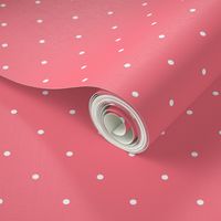 Cute White Polka Dots on Bright Coral Pink