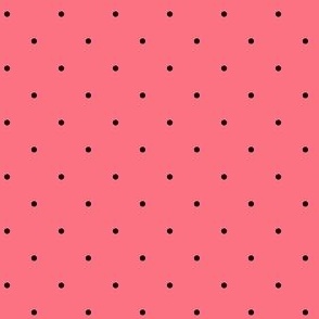 Cute Black Polka Dots on bright coral pink
