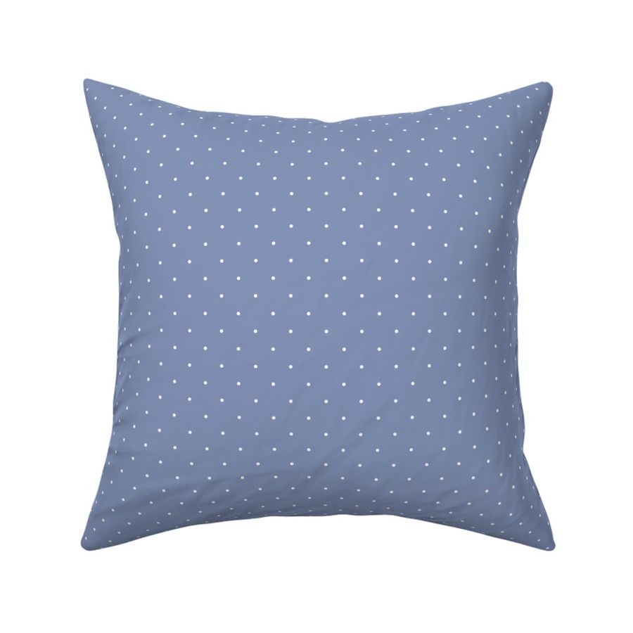 Simple White Polka Dots On Periwinkle Fabric 