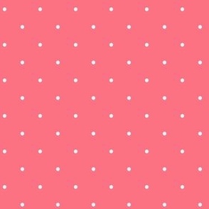 Simple White Polka Dots on Bright Coral Pink