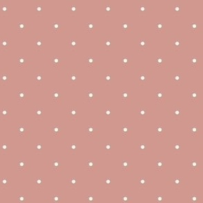 Simple White Polka Dots on Pale Terracotta Red