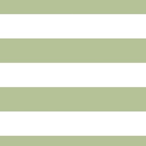 3 Inch Green and White Modern Horizontal Stripes
