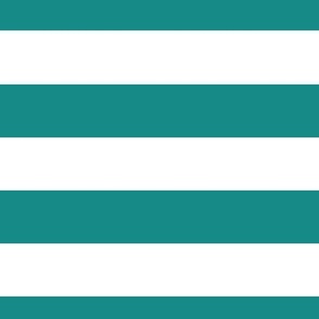 3 Inch Teal and White Modern Horizontal Stripes