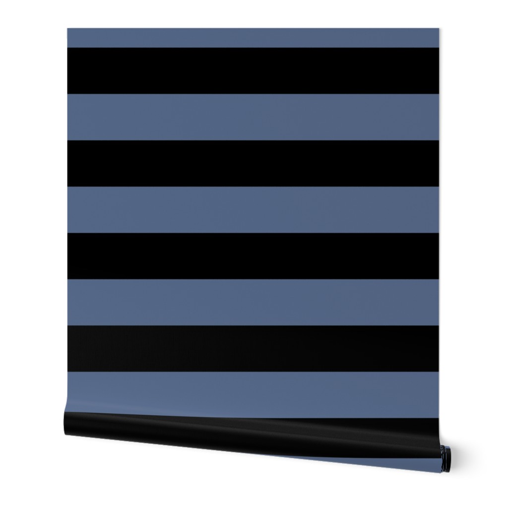 3 Inch Blue and Black Modern Horizontal Stripes