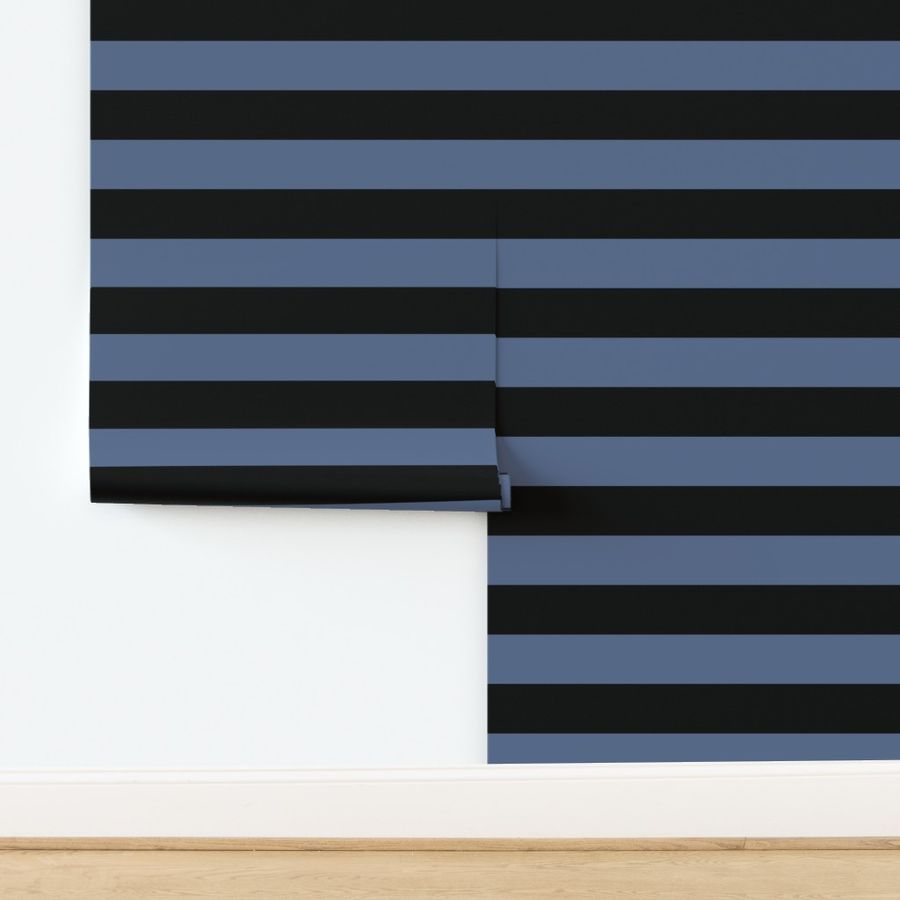 3 Inch Blue and Black Modern Horizontal Stripes