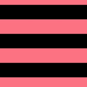 3 Inch Black and Coral Pink Stripes