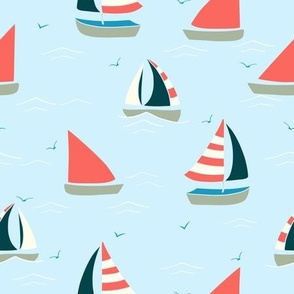 sailboats in sea medium repeat 9 inch