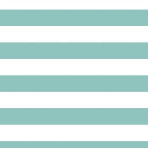 2 Inch White and light teal blue Stripes