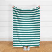 2 Inch White and Dark Teal Stripes