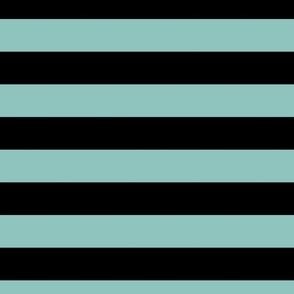 2 Inch Stripes Black and Pale Teal Blue