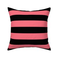 2 Inch Stripes Black and Bright Coral Pink