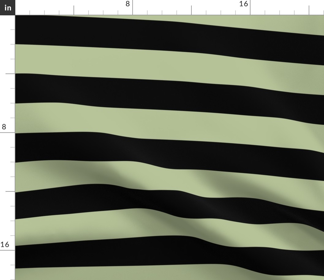 2 Inch Stripes Black and Pastel Green