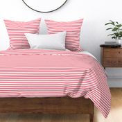 1/2 Stripe Bright Coral Pink and white