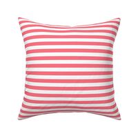 1/2 Stripe Bright Coral Pink and white