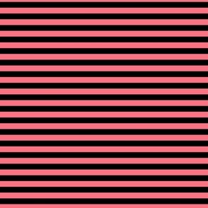 1/2 Stripe Bright Coral Pink and black