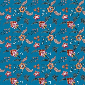 Indian Floral blue small