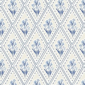 (S) Cottage Floral Diamond Small Powder blue