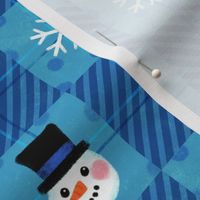 Snowman Plaid | Winter Buffalo Check Blue Snowflakes