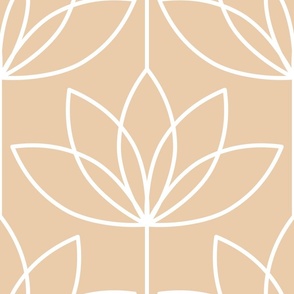 Art Deco Lotus Flower - sand -Large - floral, geometric, deco, beige