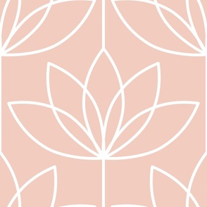 Art Deco Lotus Flower - pink pale dogwood - Large - pink floral, geometric, deco