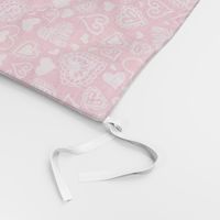 Pink Valentine's Day Hearts Scattered | Non-directional for Quilting