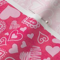 Pink Valentine's Day Hearts Scattered | Non-directional for Quilting