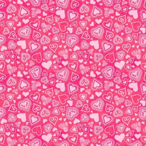 Pink Valentine's Day Hearts Scattered | Non-directional for Quilting