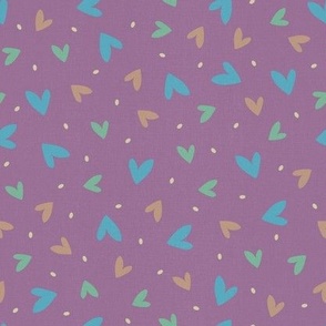 Blue and Green Hearts and Dots on Pink 153