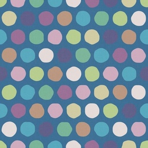 Vibrant Pastel Polka Dots Parade - Contemporary Blue Background with Cheerful Multicolor Dots for Modern Home Decor153