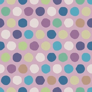 Chic Pastel Symphony of Colorful Polka Dots on Pink Canvas 153