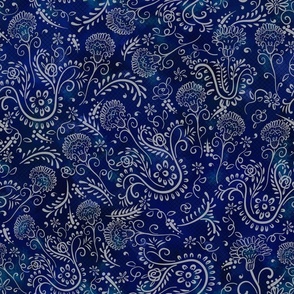 BATIK-8 Boho Flowers Deep Sea Blue