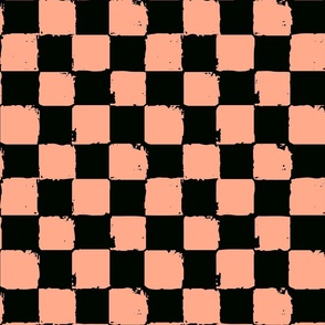 Check Textured Style - Black and  Peach - Medium