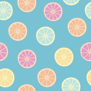 citrus, slice, lemon, lime, orange, grapefruit, summer, blue (large size)