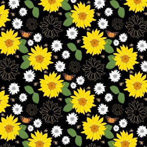 Sunflower Friendship (all over) - black, medium