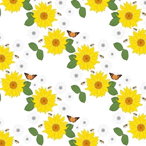 Sunflower Friendship (lattice) - white, medium