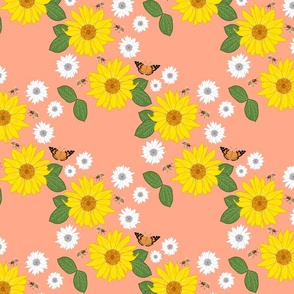 Sunflower Friendship (lattice) - peach fuzz, medium