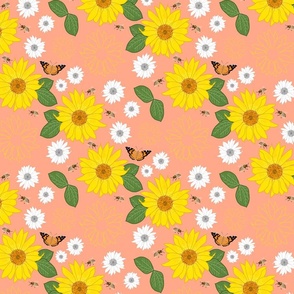 Sunflower Friendship (all over) - peach fuzz, medium