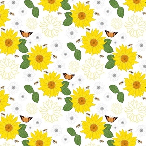 Sunflower Friendship (all over) - white, medium