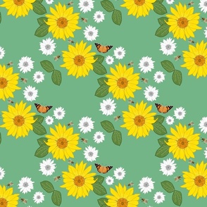 Sunflower Friendship (lattice) - peppermint green, medium