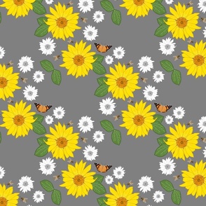 Sunflower Friendship (lattice) - medium grey, medium