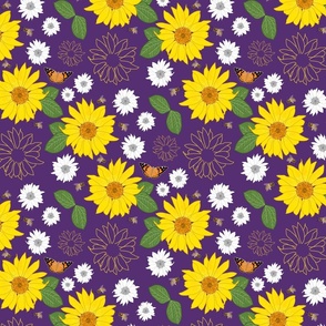 Sunflower Friendship (all over) - deep purple, medium