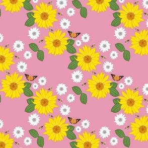 Sunflower Friendship (lattice) - dusky pink, medium