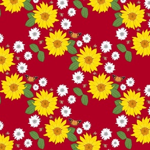 Sunflower Friendship (lattice) - crimson red, medium