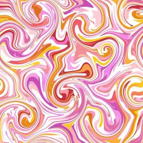 Orange and pink swirls. Abstract bright fun fluid. Design #1614.
