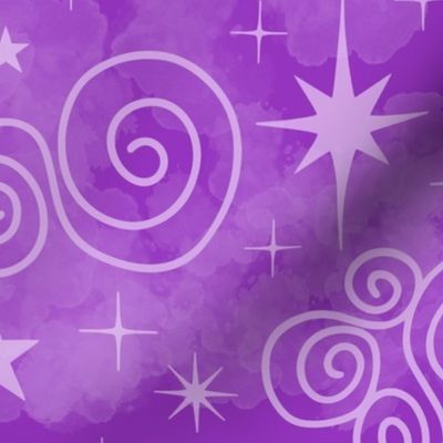 L - Purple Stars & Clouds - Bright Amethyst Twinkle Sky